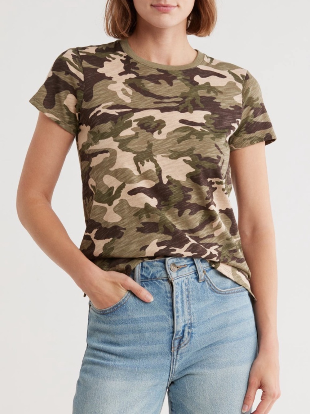 ATM Anthony Thomas Melillo Olive and Tan Camo Short Sleeve Tee